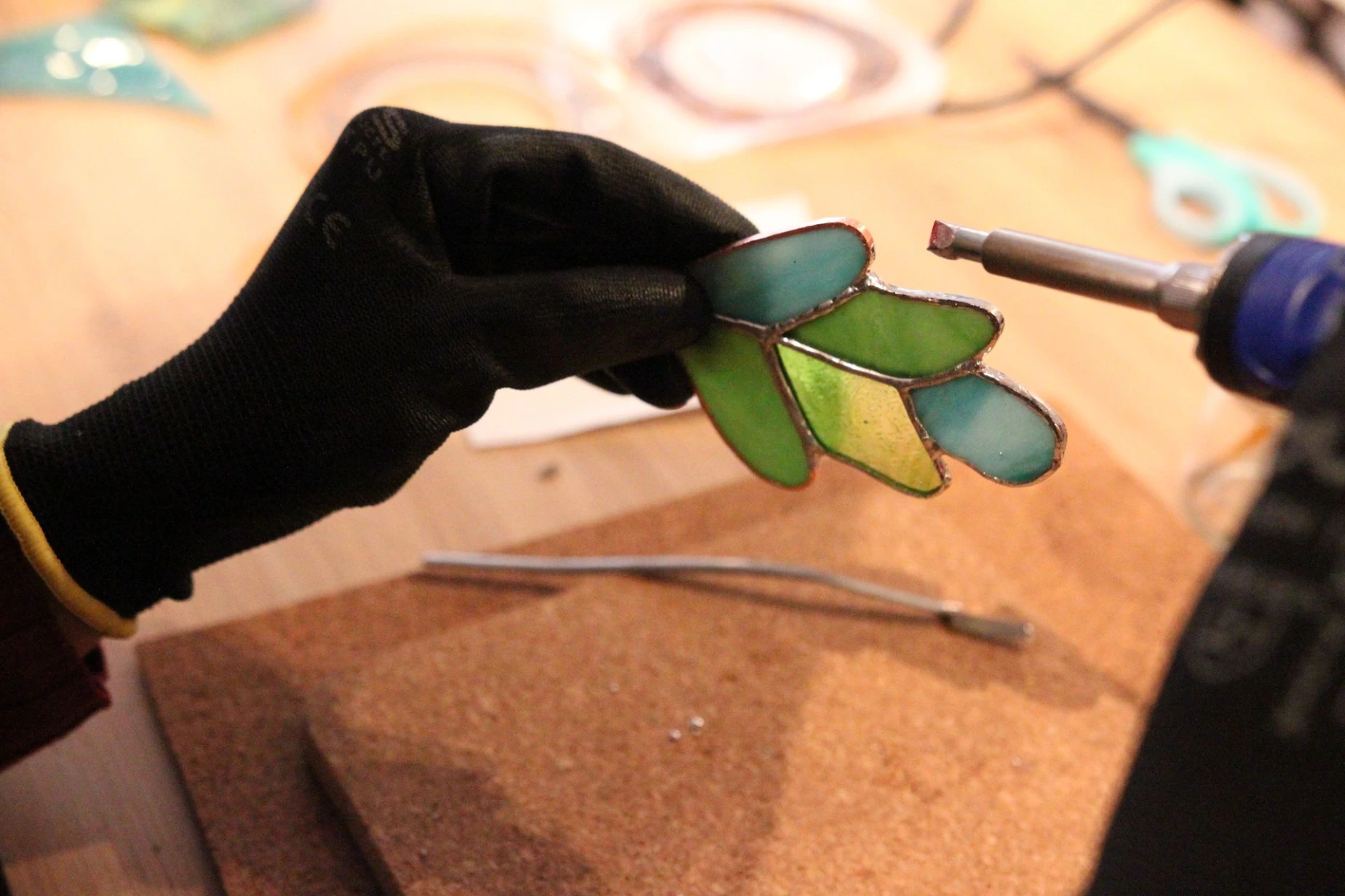 Vitrail Tiffany feuille soudure